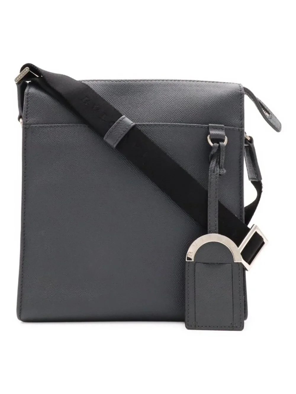 Bvlgari Man Messenger Bag Crossbody Leather Gray Silver